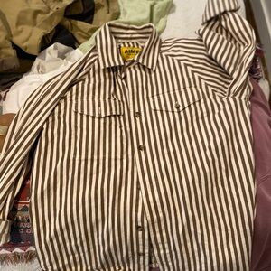 Aime Leon Dore Brown and Cream Striped Shirt